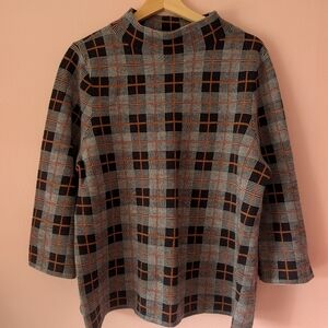 Gently Used Pendleton 100% Merino Plaid Navy And Grey Sweater